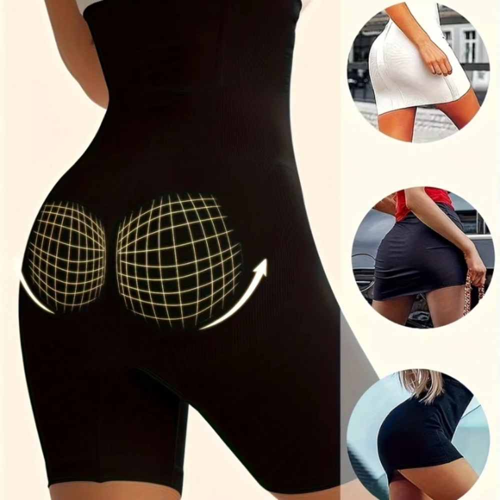 > Black High-Waisted Shapewear Shorts Women's Size Large